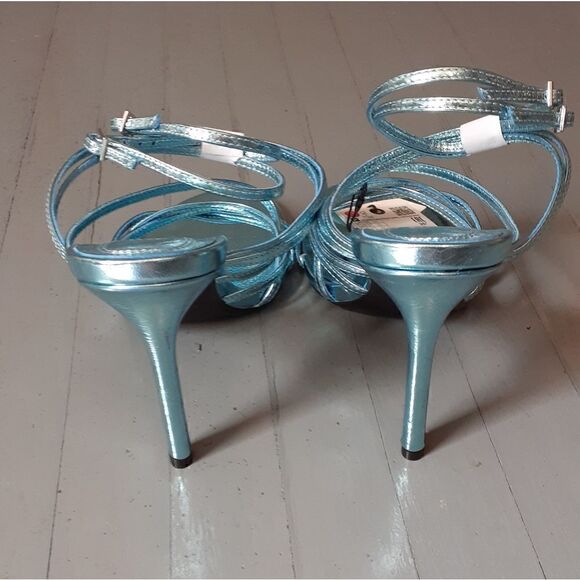 NWT Zara Metallic Blue Strappy Sandals - Picture 14 of 16